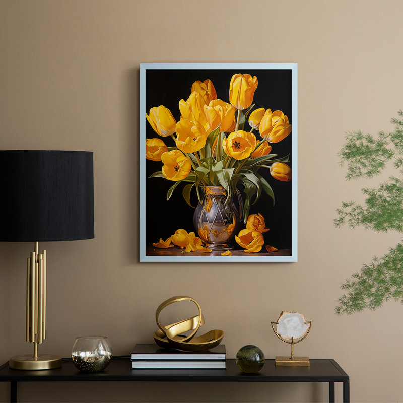 Reproduction encadrée FLORAL Series DCCXCVIII - bois massif, H 11 po x l 9 po, Bleu