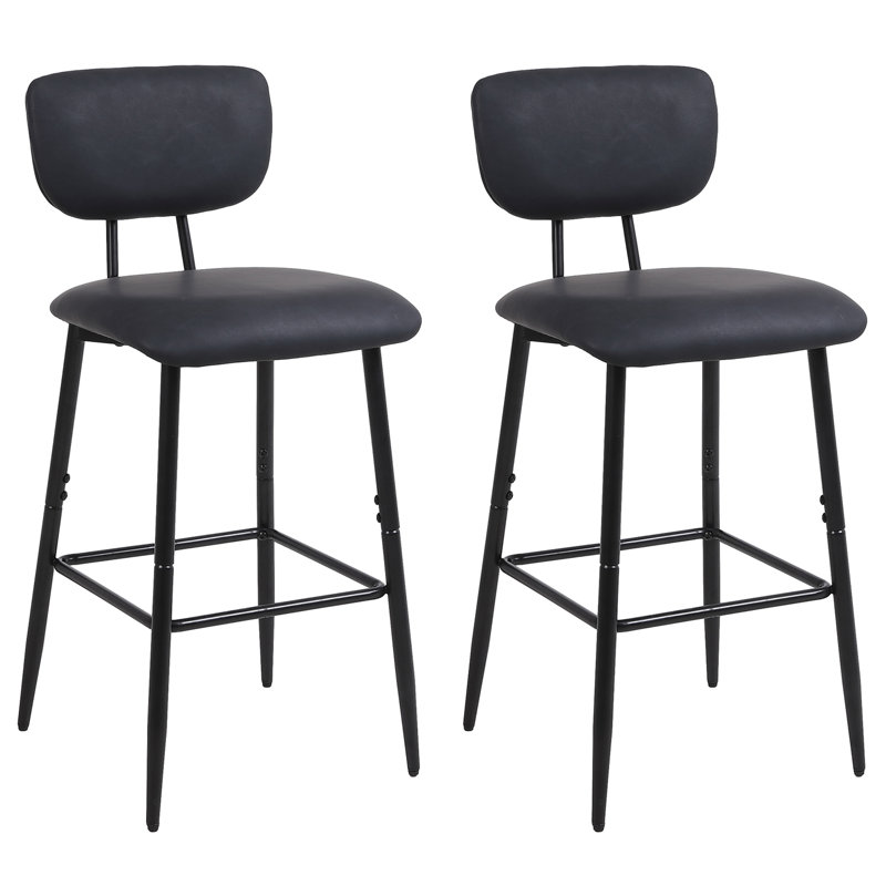 Upholstered Counter Stool with Metal Frame, Black