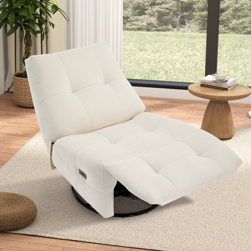 Fauteuil inclinable électrique pivotant l 32,3 po Hovnatan, White Polyester Blend