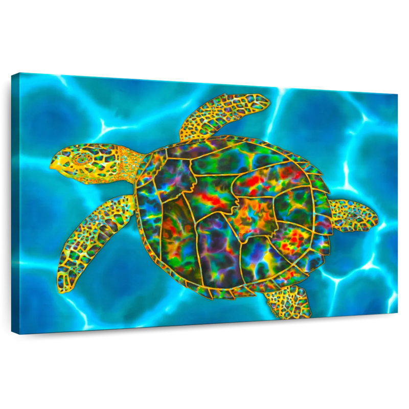 Rainbow Opal Sea Turtle, 32" H x 48" W
