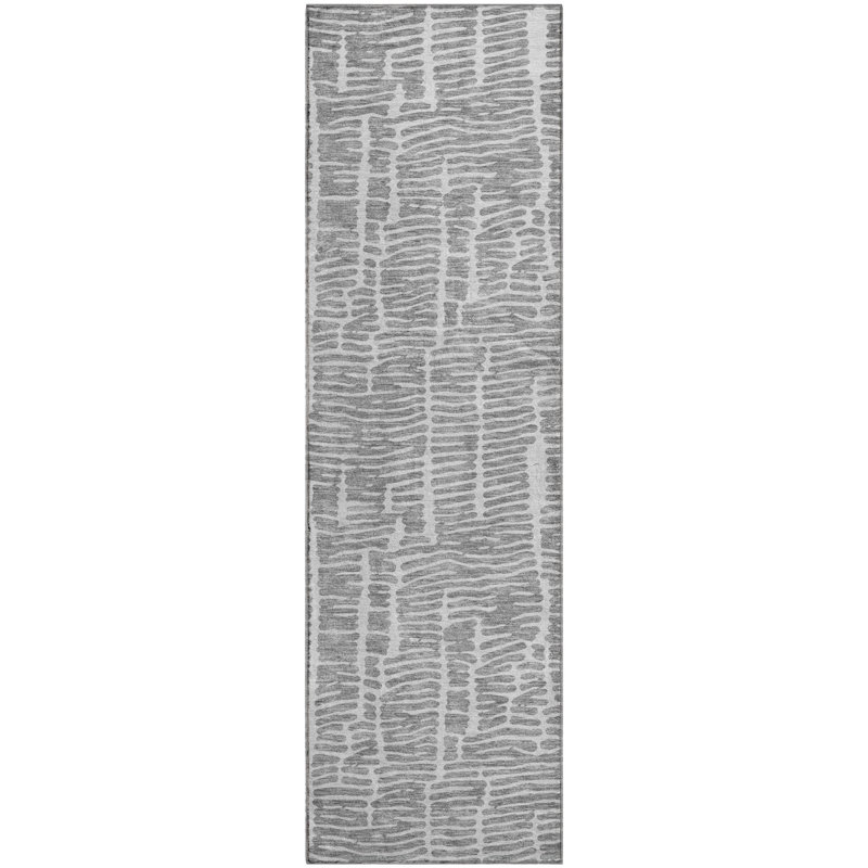 Tapis gris Prisco lavable à la machine de qualité supérieure, Tapis de couloir 2 pi 3 po x 7 pi 6 po