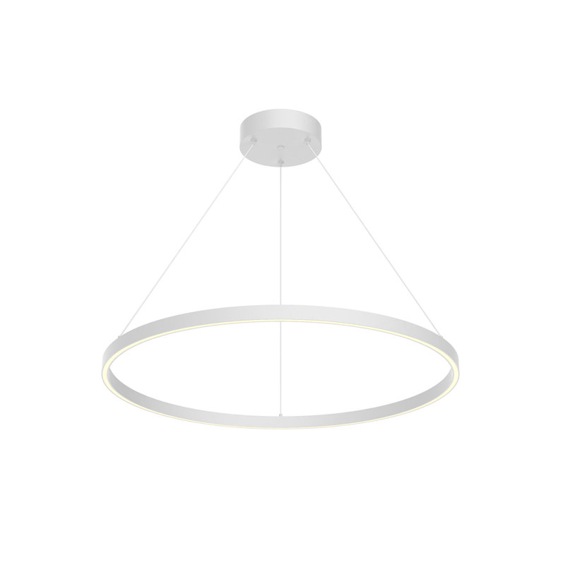 White Aluminum LED Geometric Ring Chandelier