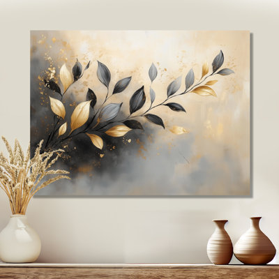 Branche de murmure doré - Tableau botanique encadré sur toile