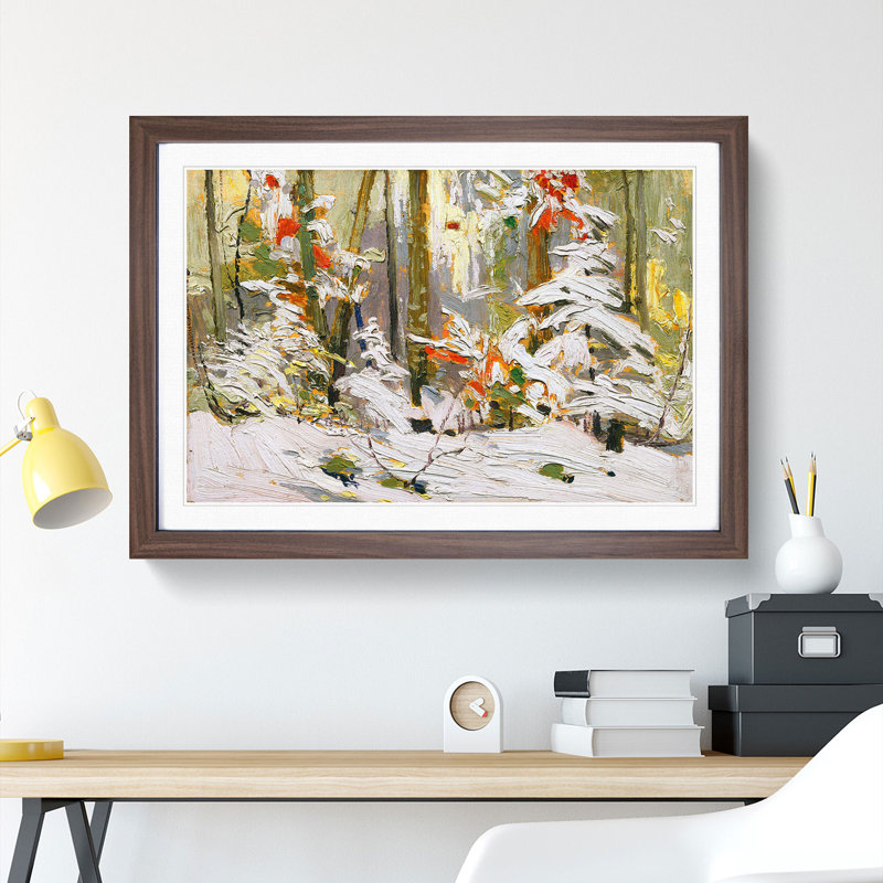 Winter Woodland by Tom Thomson - Picture Frame Painting, 36cm H x 48cm W x 2cm D, Walnut Framed