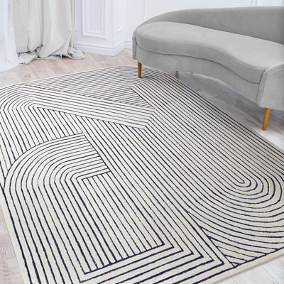 Tapis bleu marine / blanc Novelty