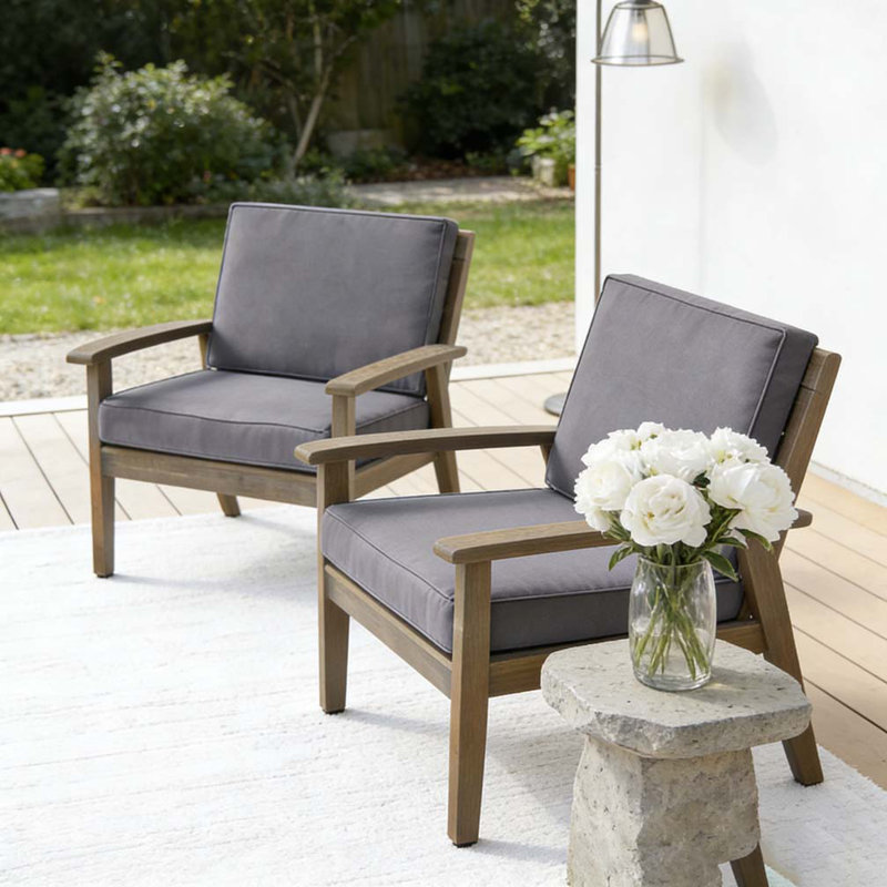 Outdoor Club Chair Set, DARK GREY