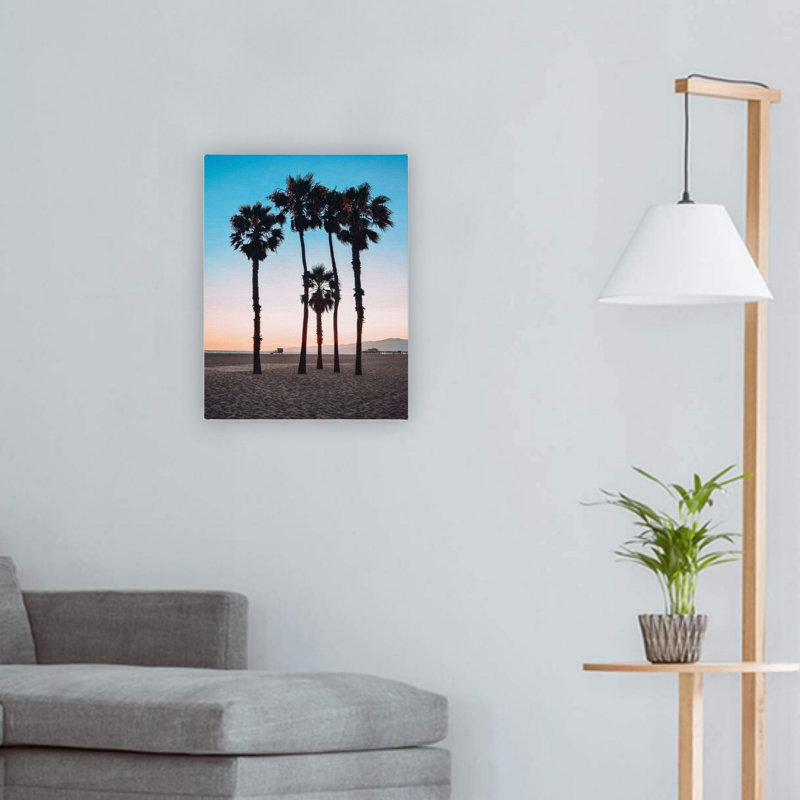 Palmier bleu Santa Monica, art mural 24 x 18 po