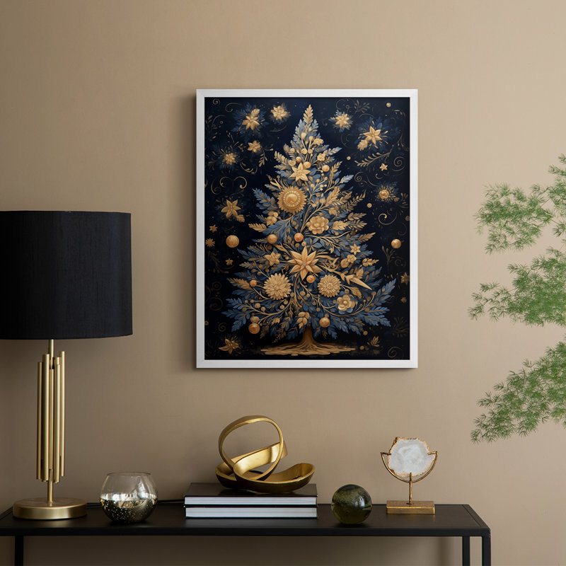 Christmas Holiday Art DCXLV Framed Print - Solid Wood, H 11 po x l 9 po, Blanc