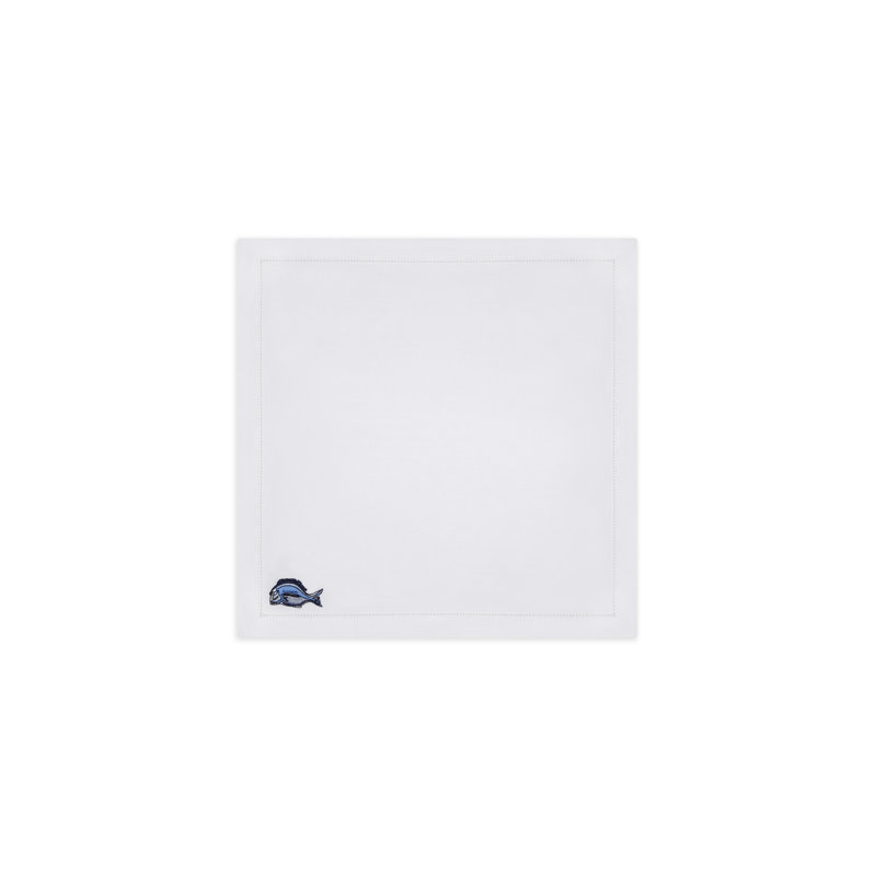 Marine Motif Embroidered Linen Napkins