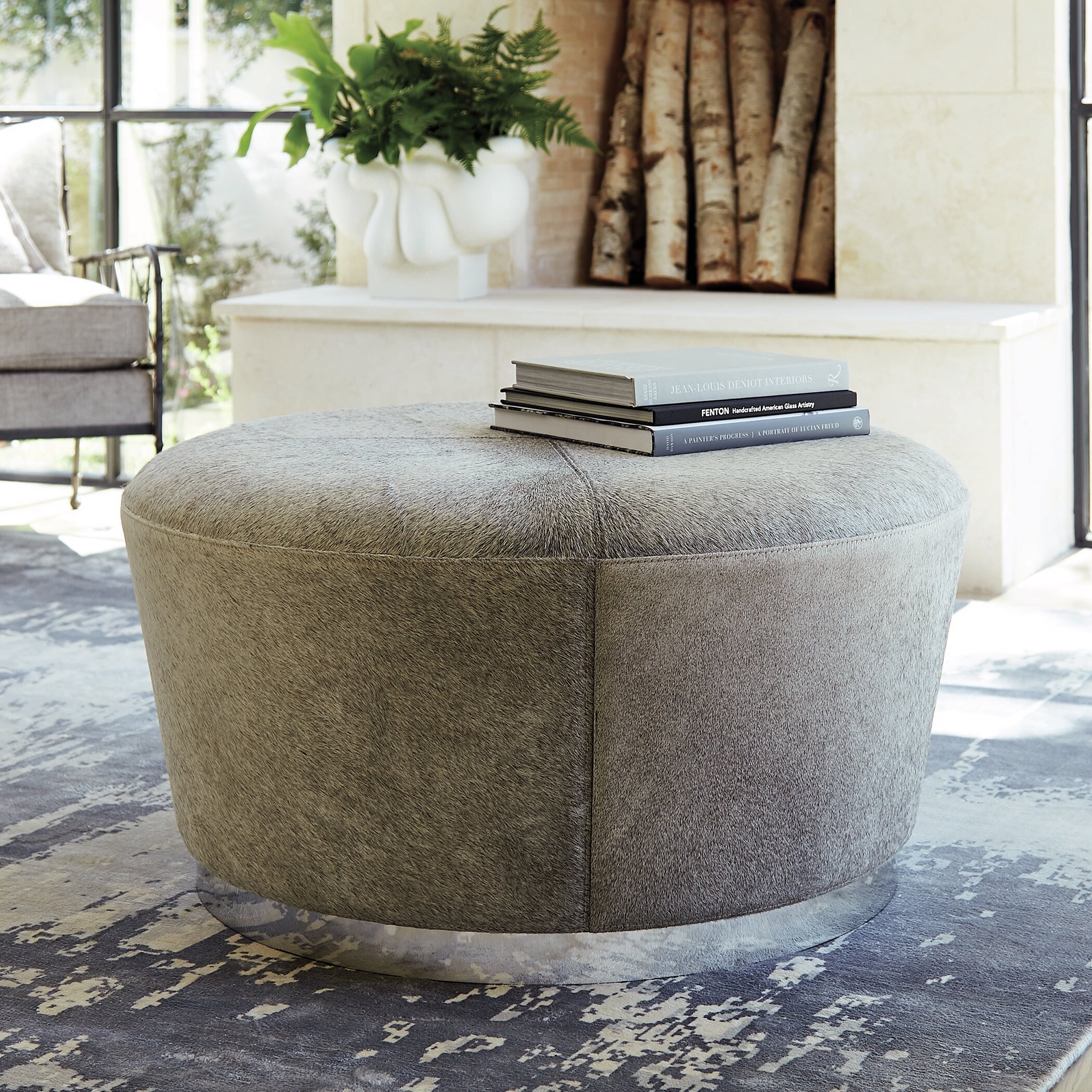 Hair on hide clearance ottoman coffee table