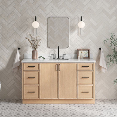 Meuble-lavabo simple 49 po avec plateau en marbre de Carrare italien ARIEL Kelly