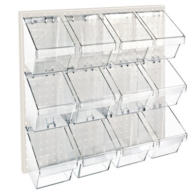 12 Small Bucket Peg Wall Accessory Organizer Set 24"W x 24"H Pegboard Panel
