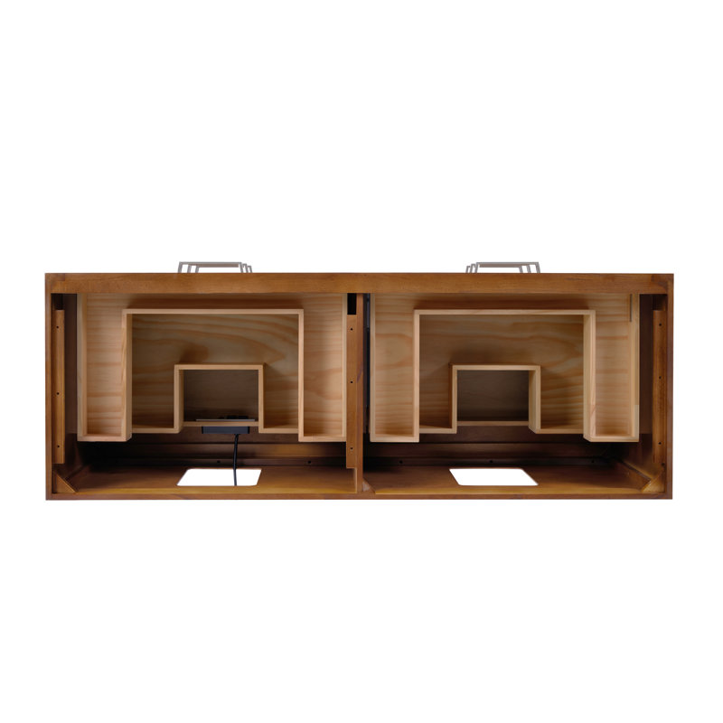 Markham 60'' W Double Vanity, Walnut, White Quartz, Brushed Nickel