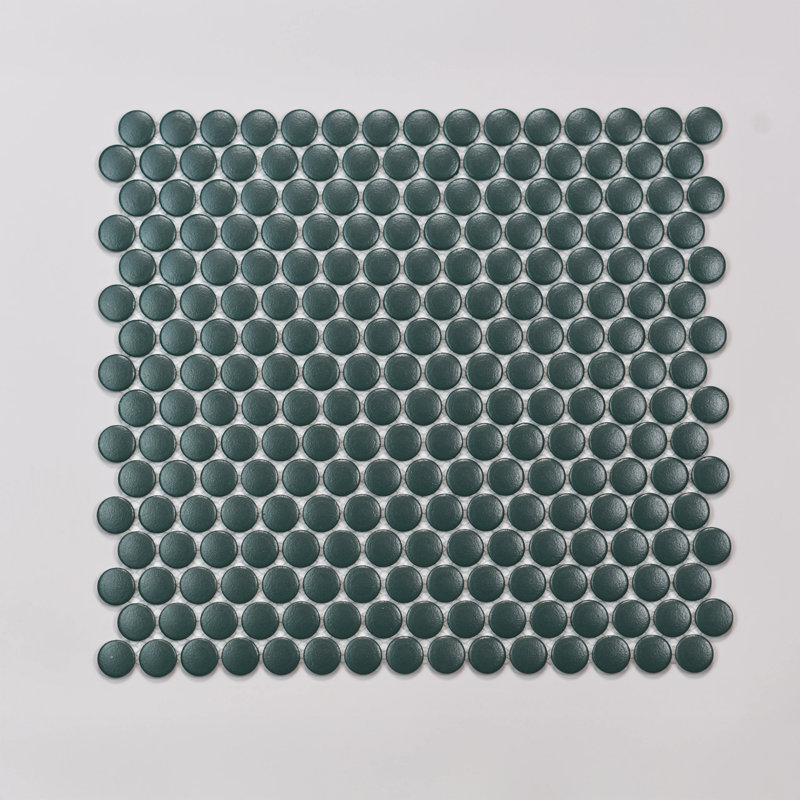 Marin 3/4" x 3/4" Penny Round Matte Porcelain Mosaic Tile, Ocean Teal