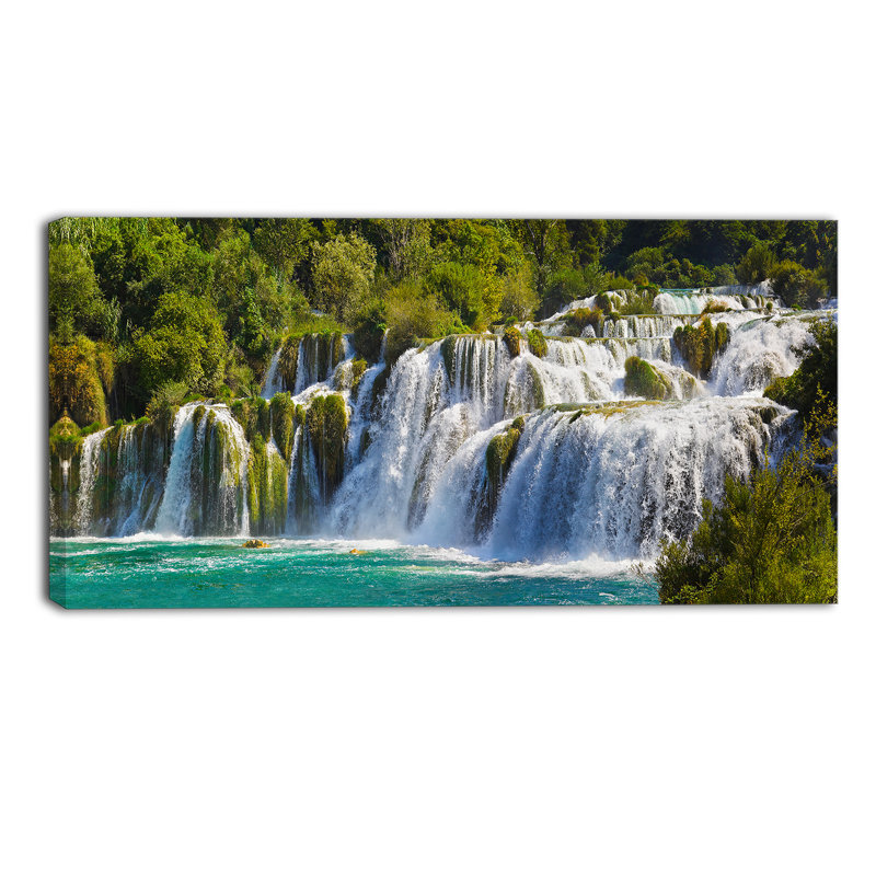 «Waterfall Krka Panorama Landscape», reproduction de photo sur toile tendue, H 16 po x l 32 po
