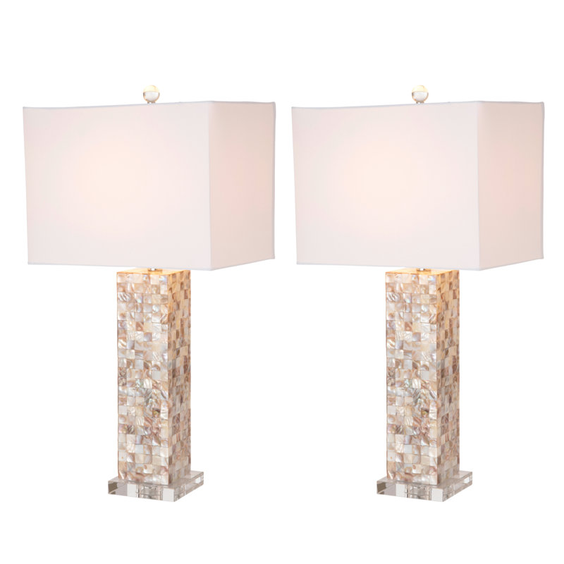 Harper - 29" Nature Mother of Pearl Table Lamp with Crystals - Set of 2 - Natural Shell Finish