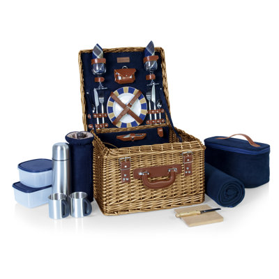 Panier de pique-nique en osier avec couverture et glacière douce Canterbury