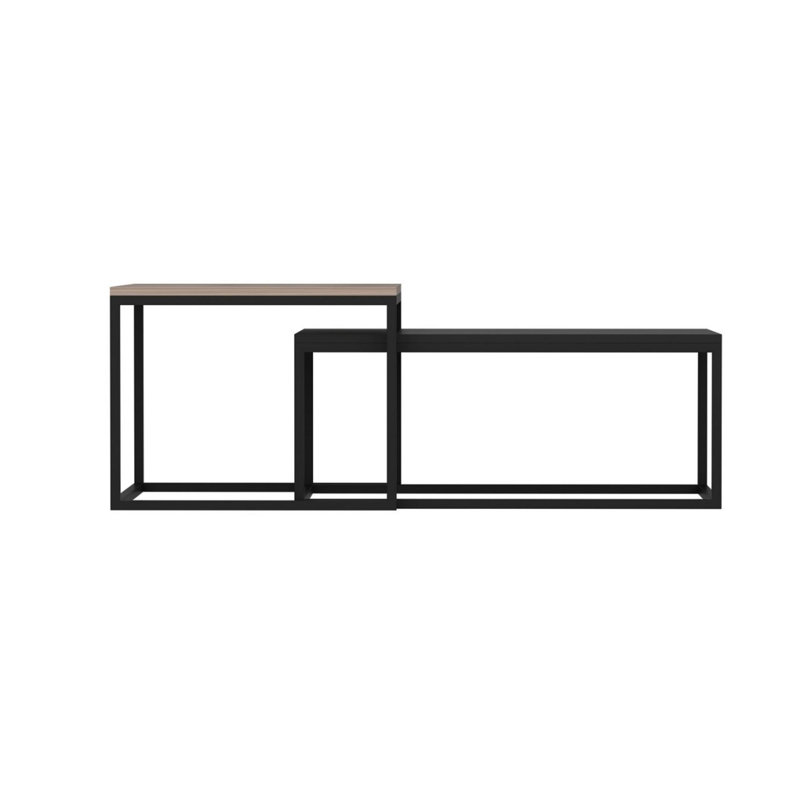 Modern Coffee Table, Black, 28.3 x 14.6 x 15.7 inches | 100% Melamine Coated Particle Board, Thickness: 0.7 inches | Industrial Design with Upper & Lower Modules | Perfect for Living Room & Lounge Areas