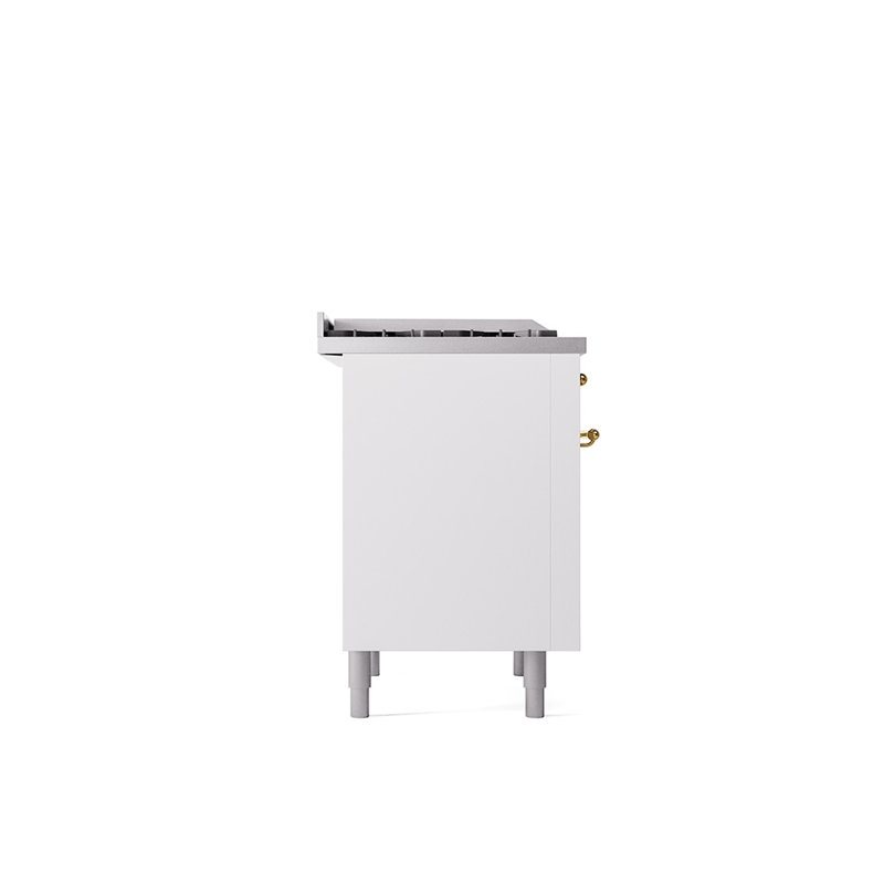 ILVE Nostalgie II 36 Dual Fuel Range, knobs, White/Brass, Natural Gas