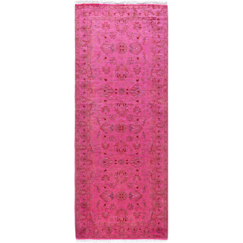 Overdyed Hand-Knotted Wool Modern-Contemporary Pink Runner 2' 6" x 6' 8"