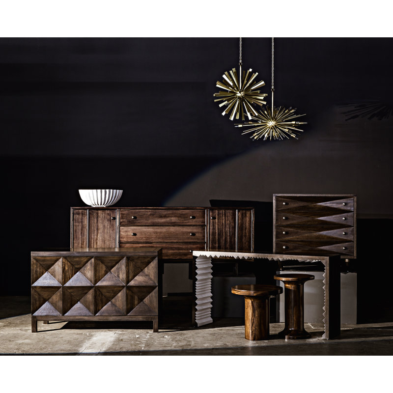 Aaran 52'' Ebony Walnut Concave Diamond Sideboard Cabinet