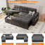 Canapé-lit en forme de L 84 po avec matelas coulissant, accoudoirs de rangement et ports USB - Lit modulaire peu encombrant pour petits espaces-1571836709