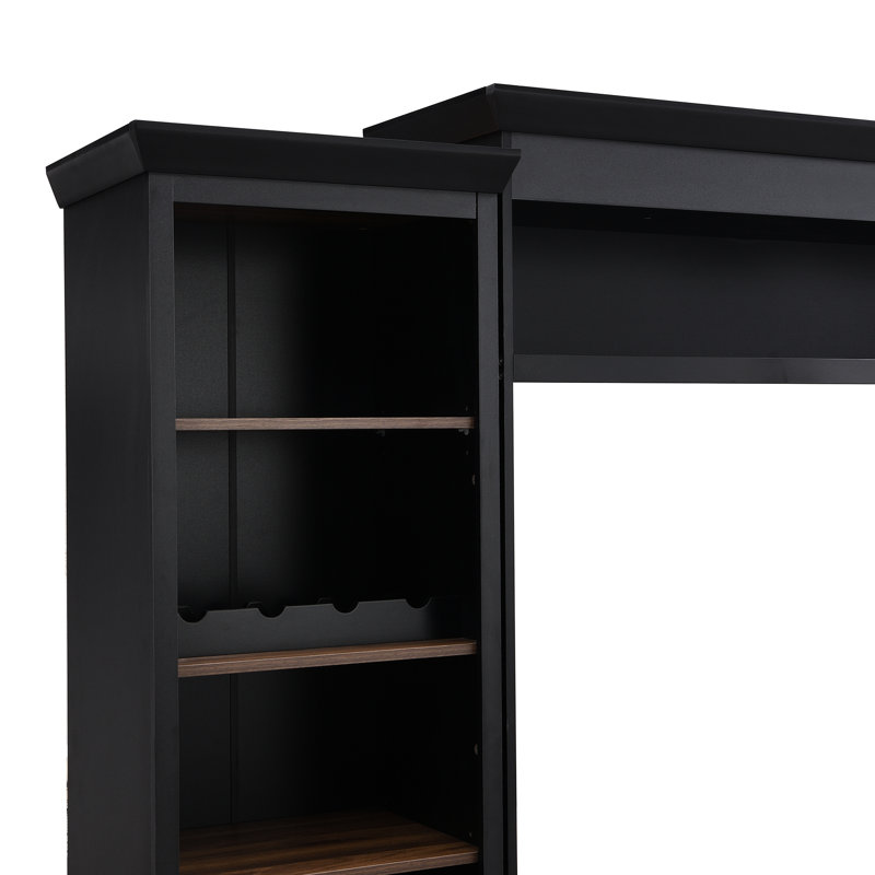 Meuble télé de style Mid-Century 70 79 pouces, deux tablettes réglables, surface imperméable et support à vin avec plateau en noyer, armoires, solutions de rangement diverses
