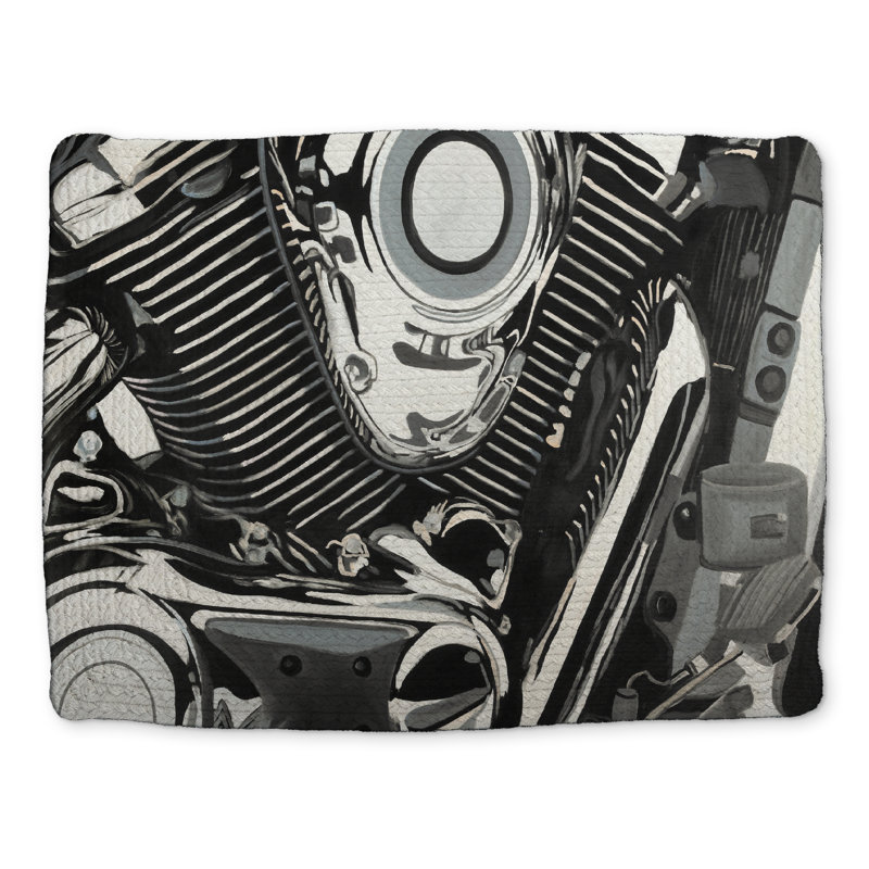 Motorcycle Engine Bedroom Placemat | Braided Polyester Decor