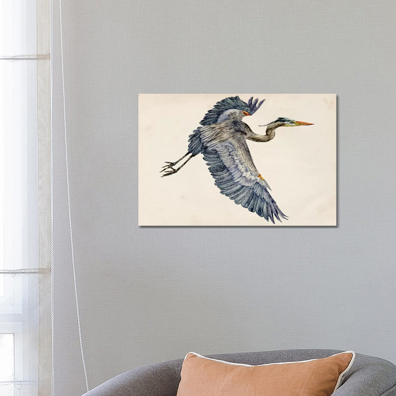 Blue Heron Rendering IV by Melissa Wang - Wrapped Canvas Gallery-Wrapped Canvas Giclée, 66.04 cm H x 45.72 cm W x 3.175 cm D