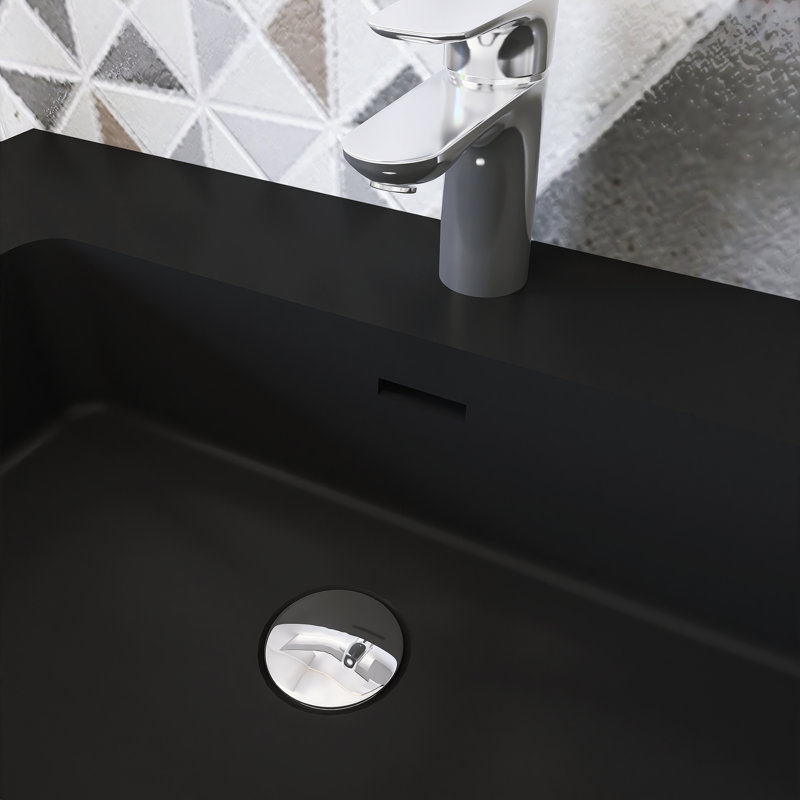 Ensemble de meuble-lavabo simple 29,9 po avec dessus Siglind, Noir mat, Gris