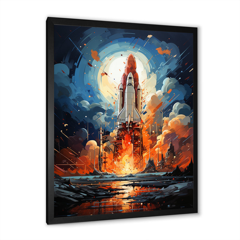 «Expressionist Space Shuttle Burst IV», reproduction sur toile, Cadre simple noir, H 32 po x l 24 po x P 1 po