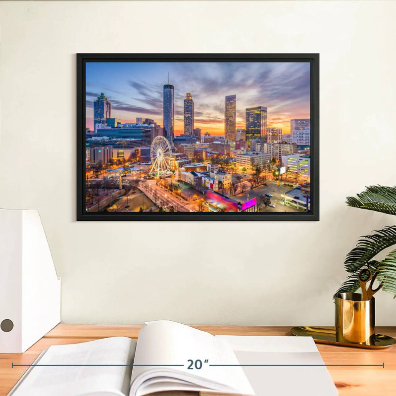 Atlanta Twilight Sky, Cadre flottant noir, 13 po x 9 po
