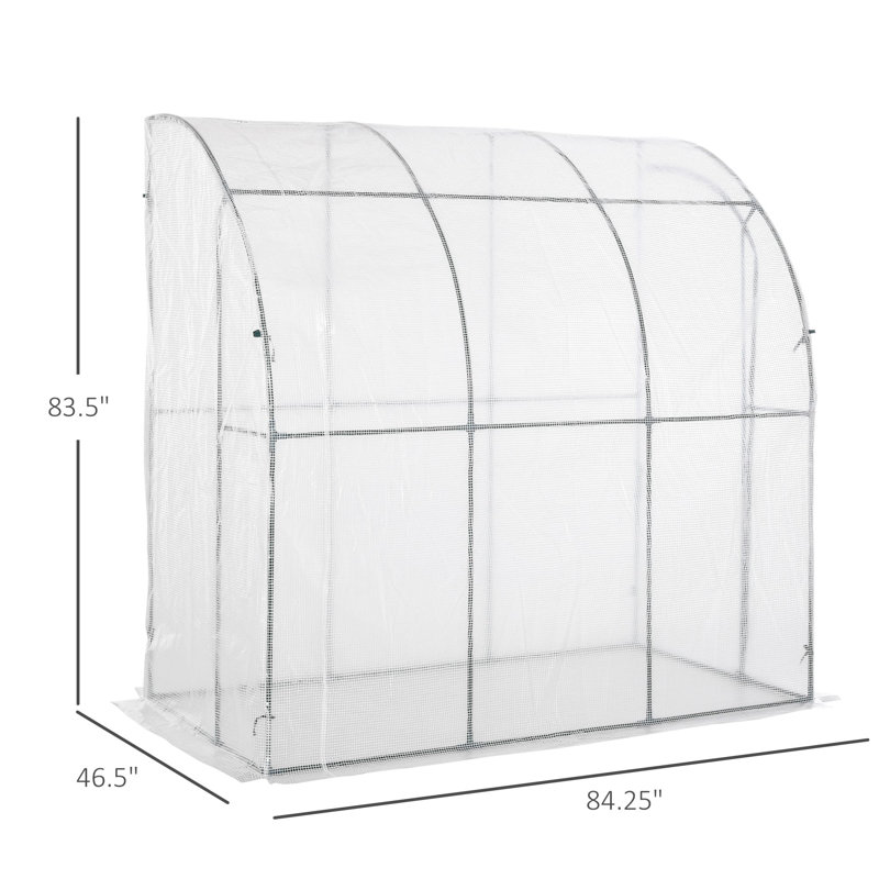 Outsunny Compact 7'x4' Lean-To Greenhouse with PE Cover and Roll-Up Door