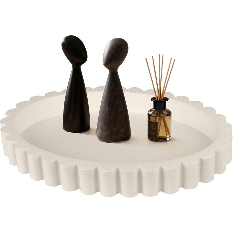 Oval Wooden Decorative Tray, Modern Coffee Table And Home Decor Centerpiece For Kitchen, Living Room, And Bookshelf