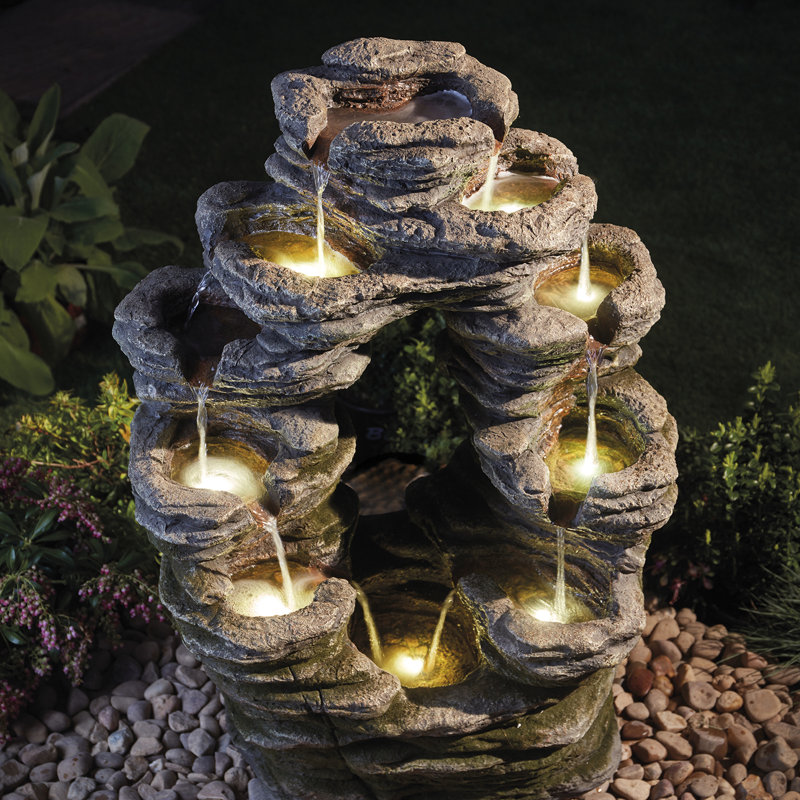 Bouvard Weather Resistant Floor Fountain with Light