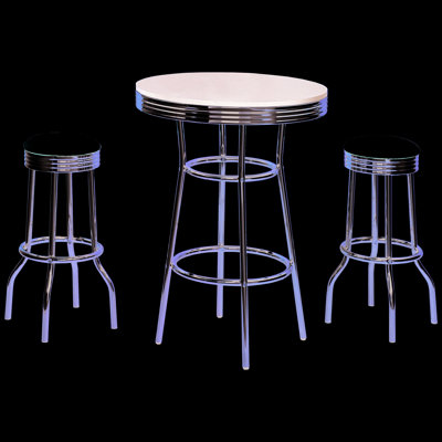 Retro Black 3 Round Bar Table , Metal Material, For Dining Room Entertainment 1950s Construction, And Stools
