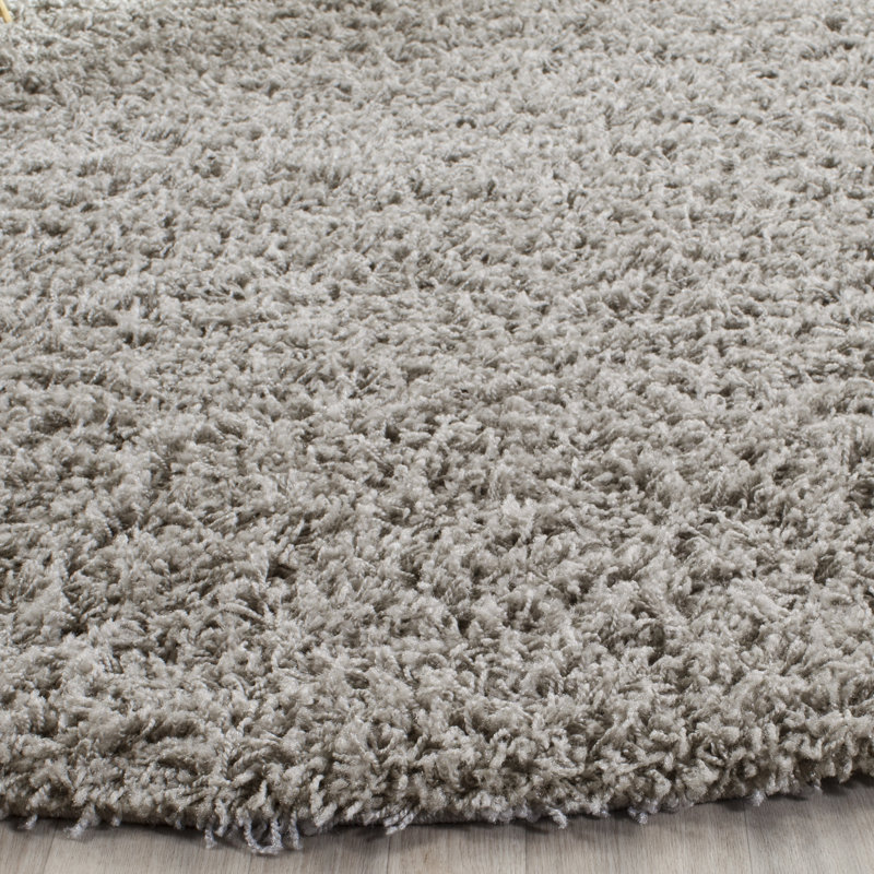 Ashleigh-Marie Solid Color Machine Woven Polypropylene Area Rug in Light Gray, Round 6'7"