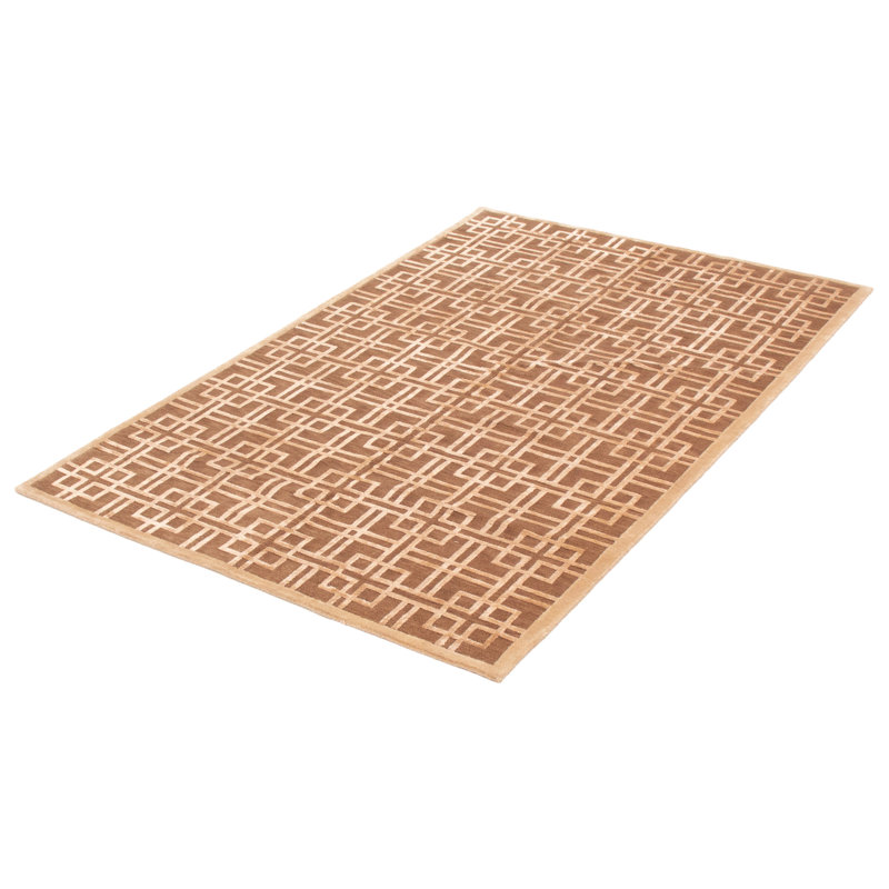 Tapis géométrique brun noué à la main Checotah