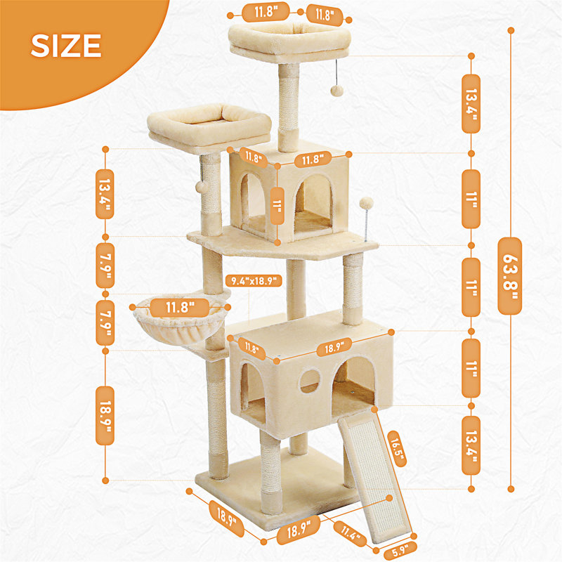 Tour pour arbre à chat 64 po, Beige