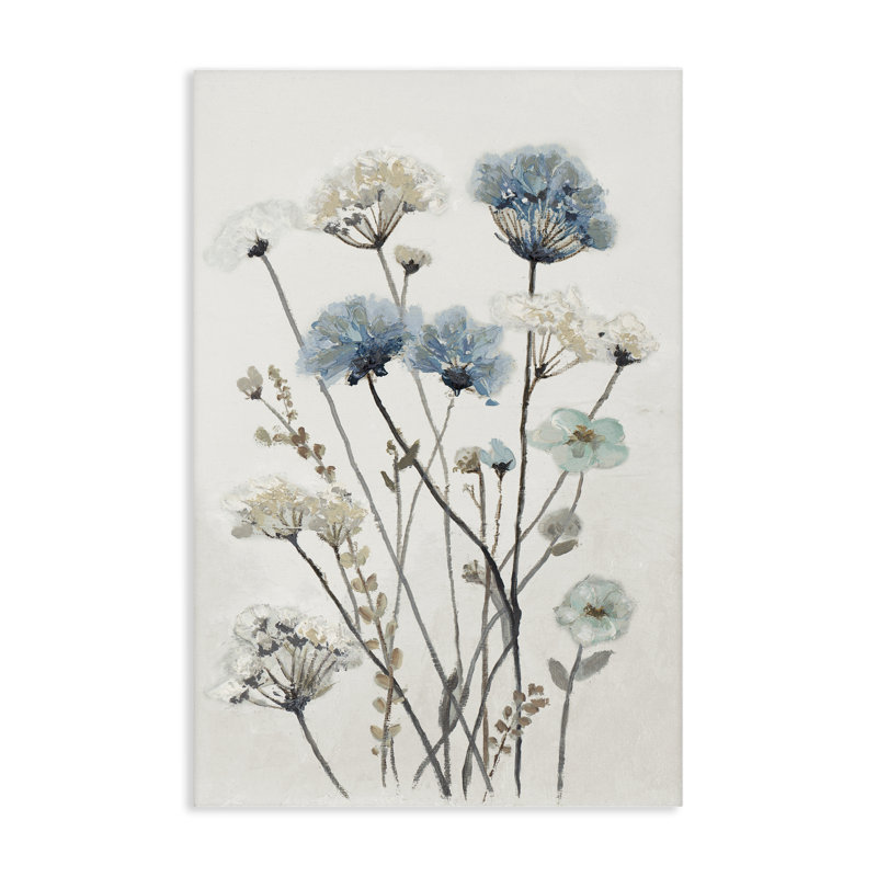 Toile de jardin bleue et beige, design par Patricia Pinto, H 36 po x l 24 po