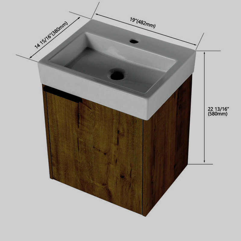 Meuble-lavabo simple 19,04 po avec plateau en céramique Cutrer