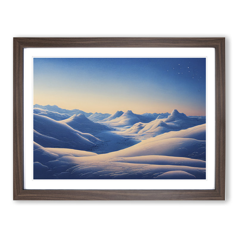 Winter Sunrise Mountains Vol.1 - Framed Print, 25cm H x 34cm W x 2cm D, Walnut Framed