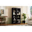 Paire d'armoires de cuisine de 72 po, 2 tablettes réglables, style noir moderne, 2 tablettes-1006937968