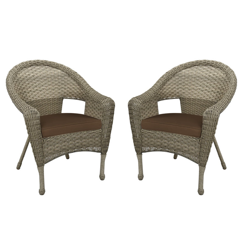 Chaise de patio à dîner avec coussins simple Watts, Gris, Brun