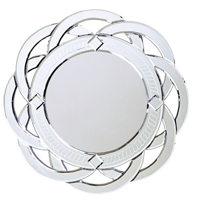 Griswalde Glass Frame Round Wall Mirror