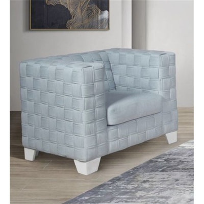 Saree Light Teal Chenille & White Finish Chair