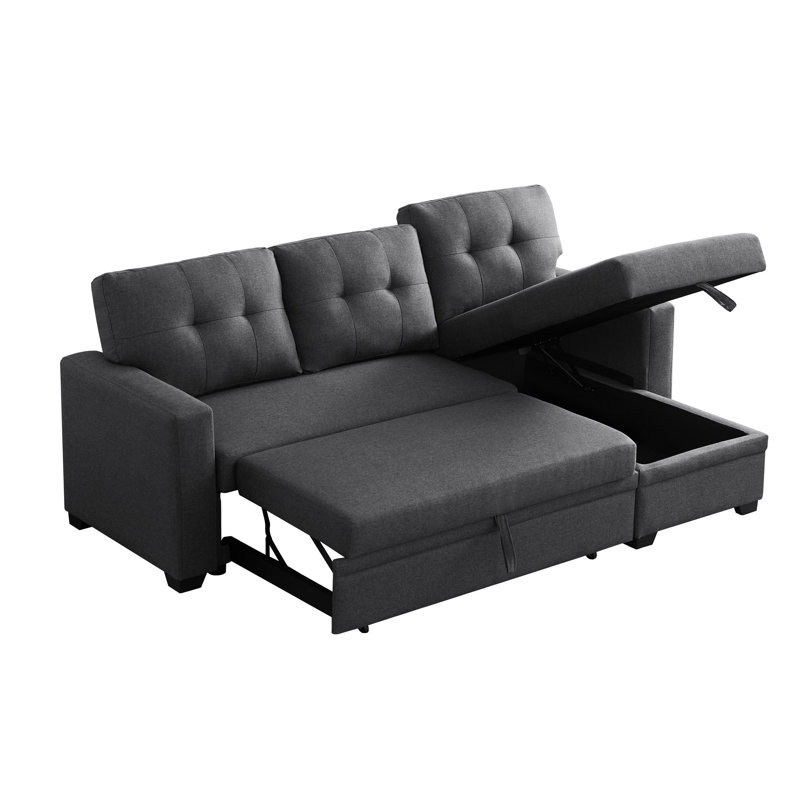 Upholstered Pull Out Sectional Sofa With Chaise