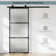 Metal and Glass Sliding Barn Door with Installation Hardware Kit ( Soft-close Included)