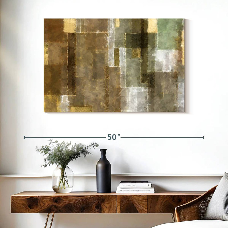 Abstrait géométrique sur toile, H 26 po x l 39 po x P 1,25 po