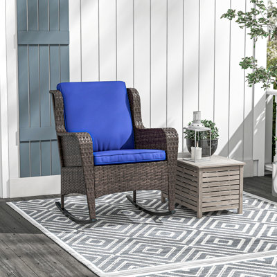 Chaise berçante bleu foncé à partir de - siège, structure en acier, capacité de poids élevée pour la cour arrière, patio, chaise berçante de jardin avec structure de soutien et jardin, cour arrière